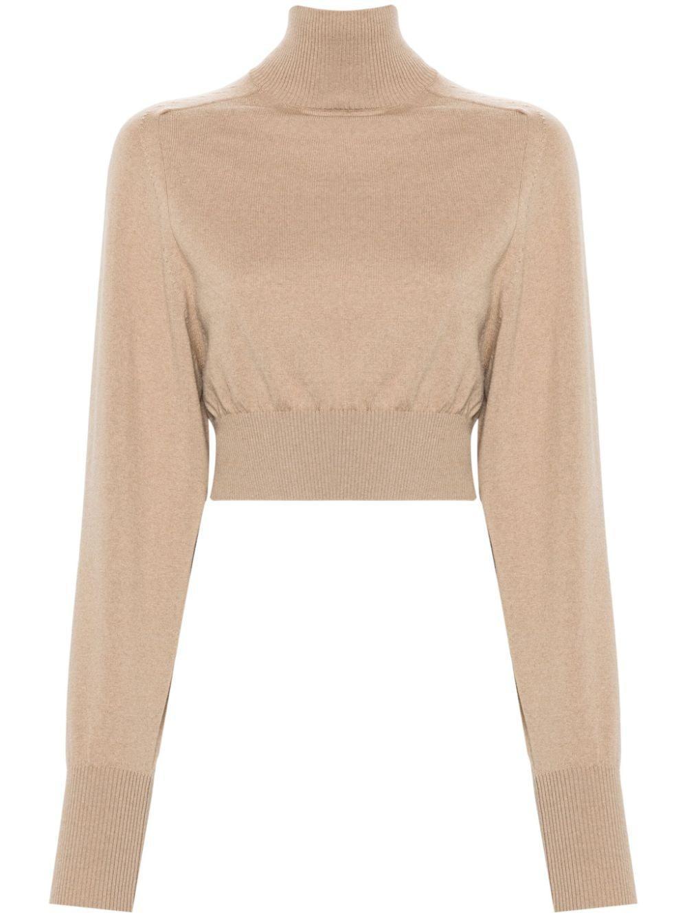 Roll-neck Wool Jumper In Brown Product Image