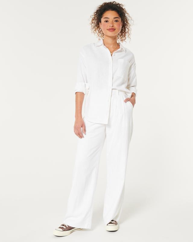 Hollister Livvy Ultra High-Rise Linen-Blend Wide-Leg Pants Product Image