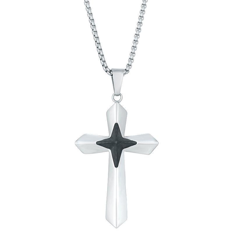 Mens LYNX Stainless Steel Cross Pendant Necklace Multicolor Product Image