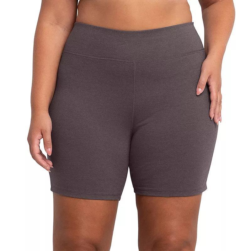 Plus Size Just My Size Stretchy Jersey Bike Shorts, Womens Grey Heather Product Image