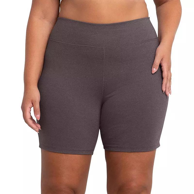 Plus Size Just My Size Stretchy Jersey Bike Shorts, Womens Grey Heather Product Image