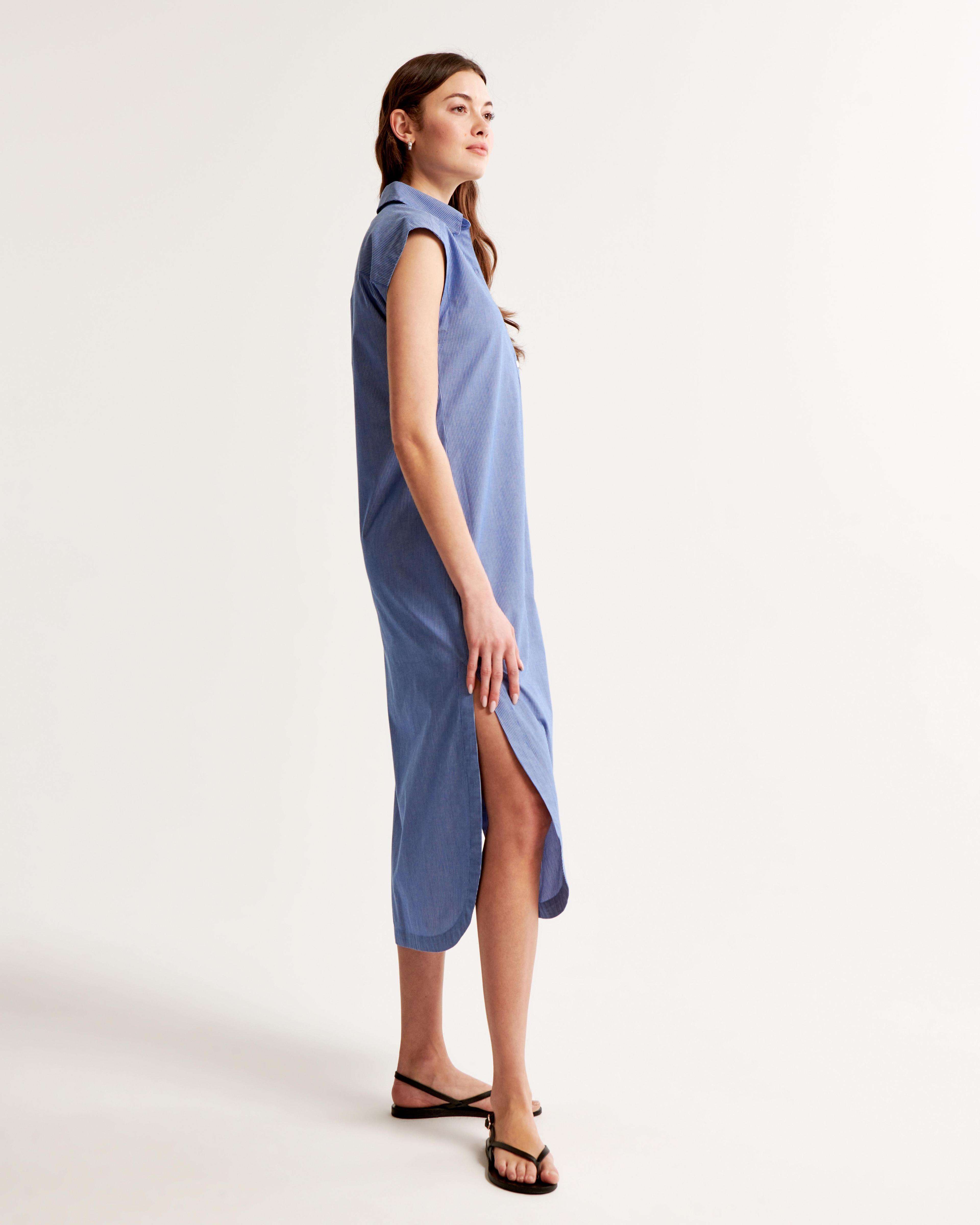 Button-Through Midi Shirt Dress Product Image