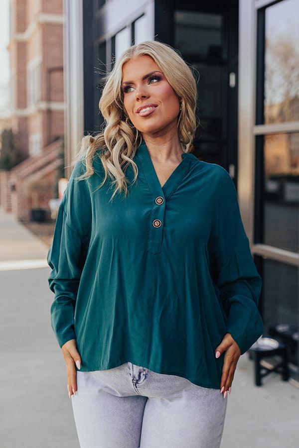 Balcony Nights Shift Top In Hunter Green Curves Product Image