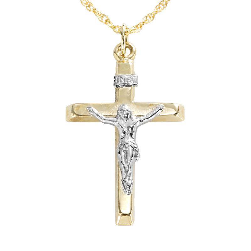 10k Gold Two Tone Crucifix Pendant, Womens Product Image