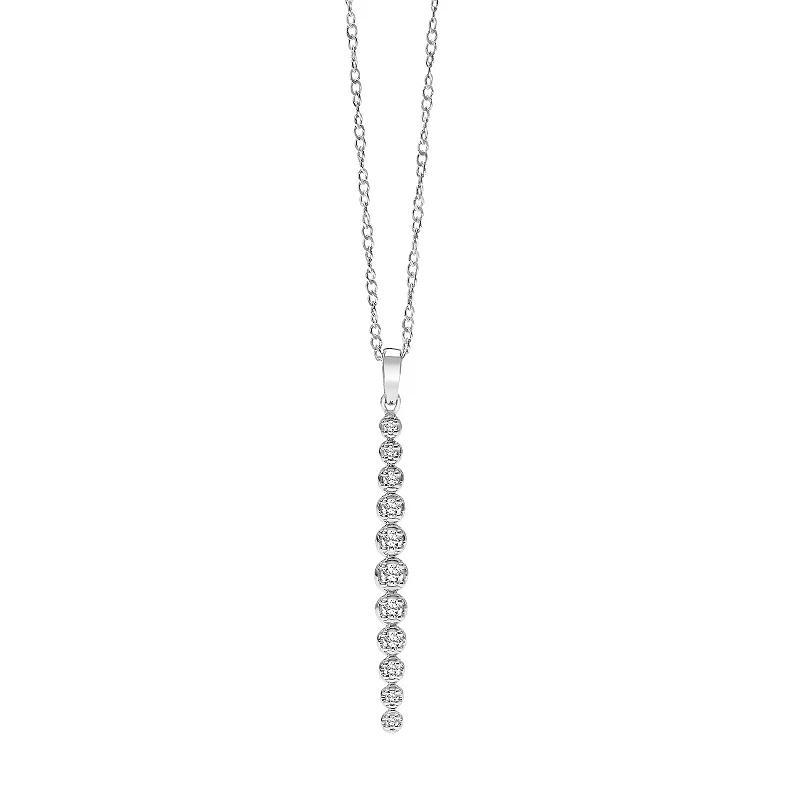 Sterling Silver 1/8 Carat T.W. Diamond Vertical Drop Pendant Necklace, Womens Product Image