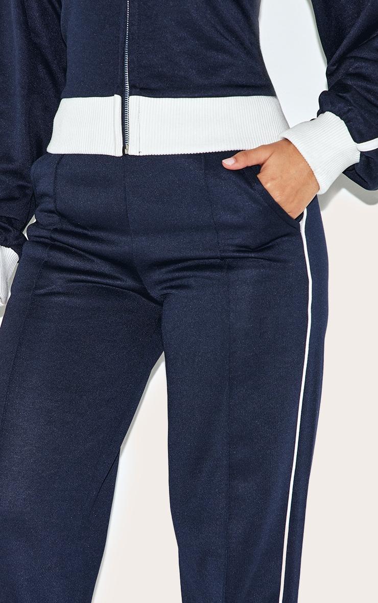 Petite Navy Contrast Detail Straight Leg Sweatpants Product Image