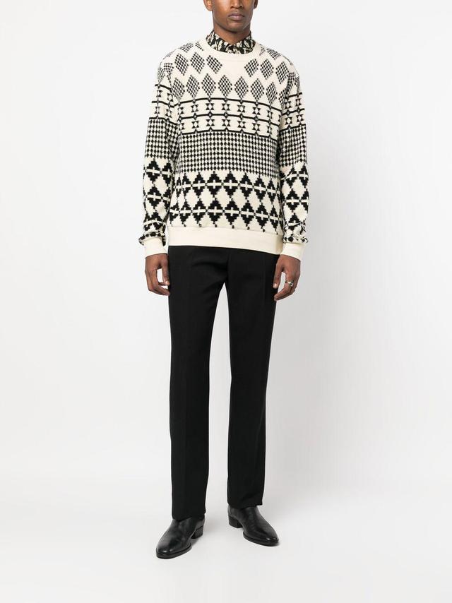 Stripe-jacquard Wool Sweater In Naturel Noir Product Image