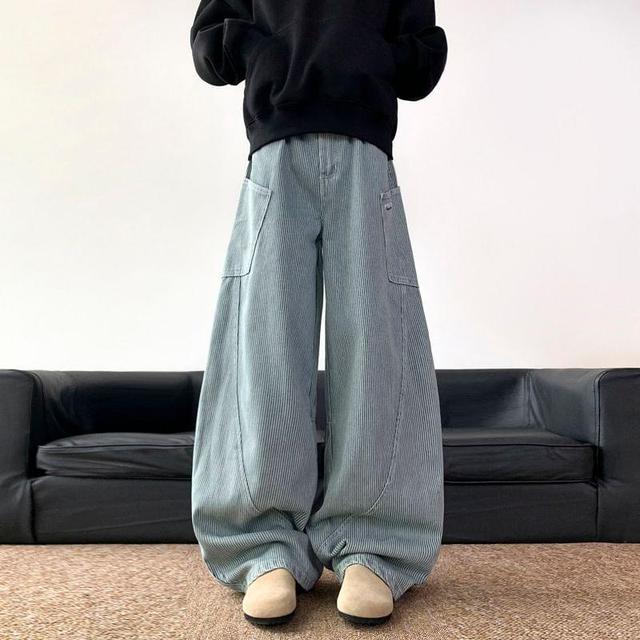 High Waist Striped Wide Leg Pants Product Image