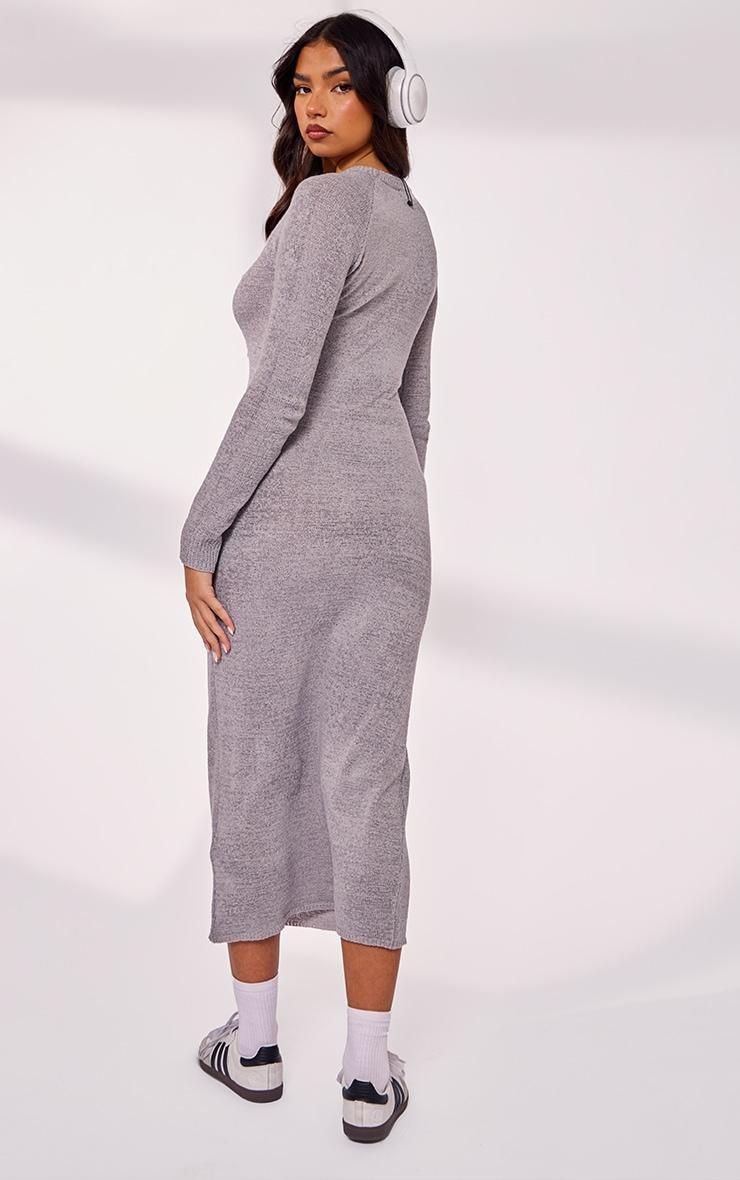 Light Grey Bobble Knit Long Sleeve Maxi Dress Product Image