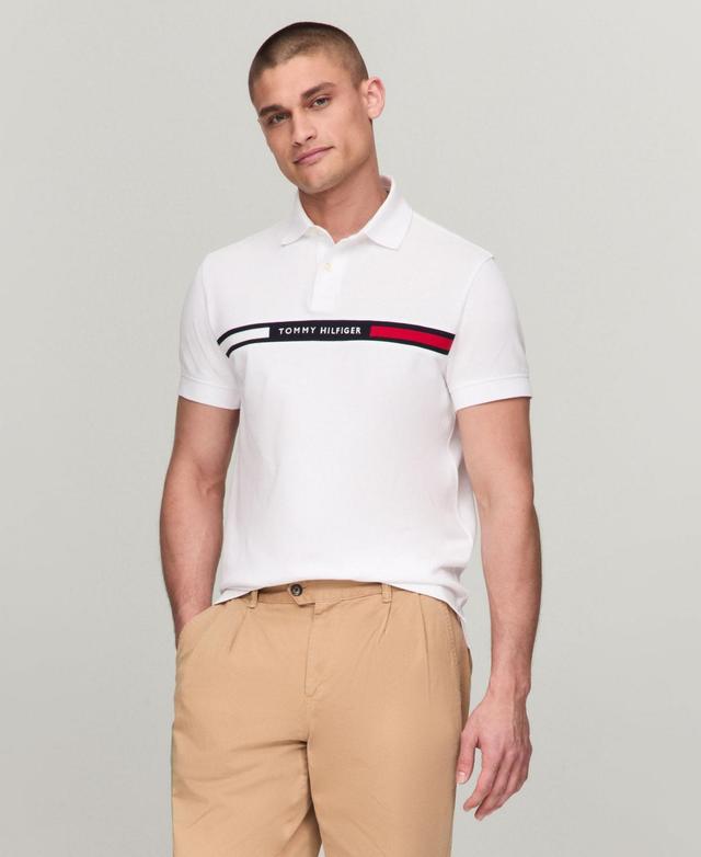 Tommy Hilfiger Mens Short Sleeve Embroidered Chest Stripe Polo Shirt Product Image