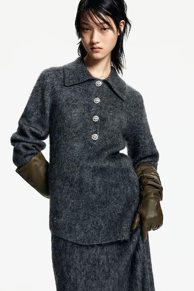 Mohair-Blend Sweater with Collar product image