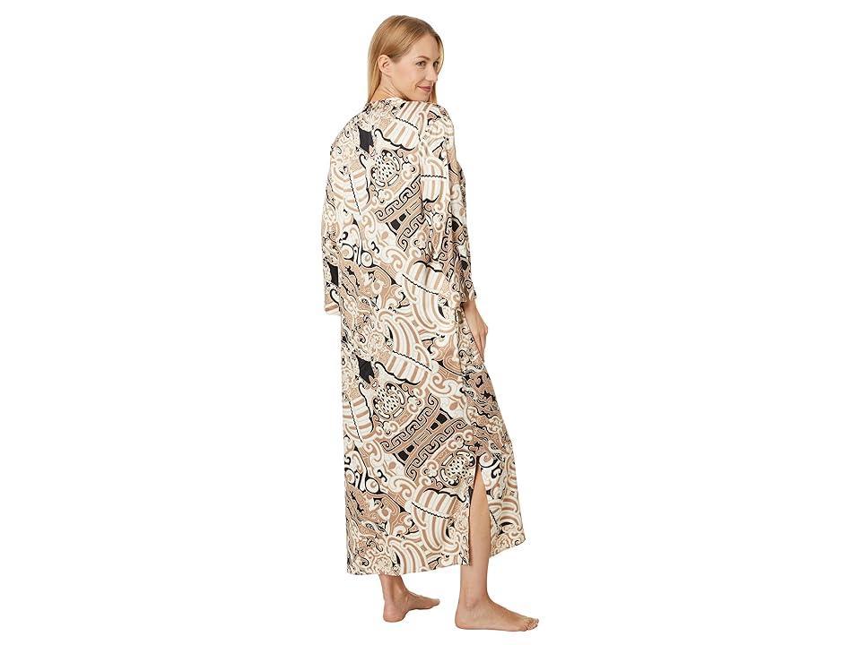 N by Natori Kaleidoscope Satin Zip Caftan (Natural) Women's Pajama Sets Product Image