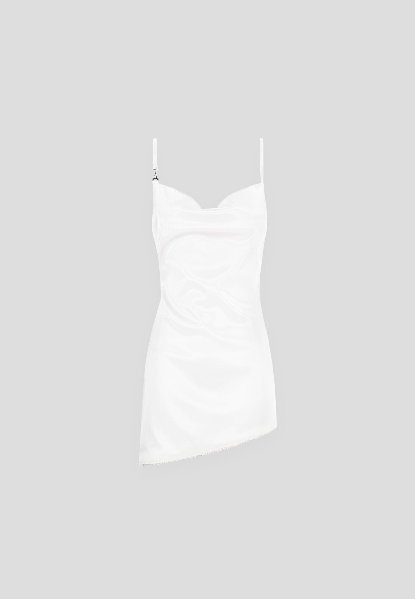 Satin Embellished Open Back Mini Dress - White Female Product Image