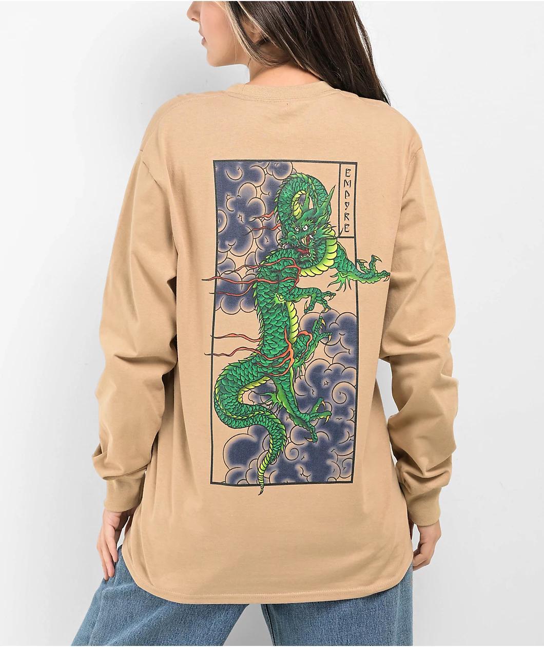 Empyre Traditional Dragon Natural Long Sleeve T-Shirt Product Image