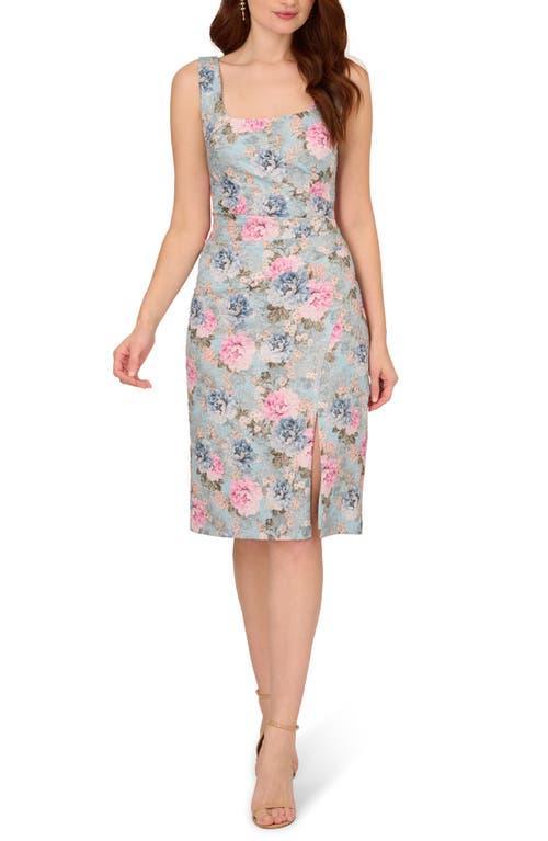 Adrianna Papell Metallic Floral Matelass Sheath Dress Product Image