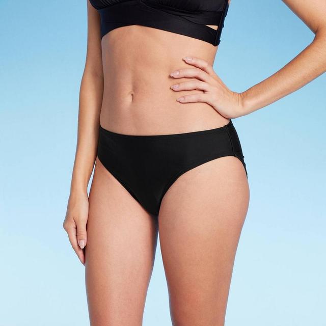 Womens Low-Rise Full Coverage Hipster Bikini Bottom - Shade & Shore Black L Product Image