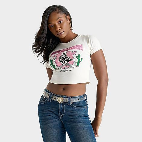 True Religion Womens Crystal Western Baby Crop T-Shirt Product Image