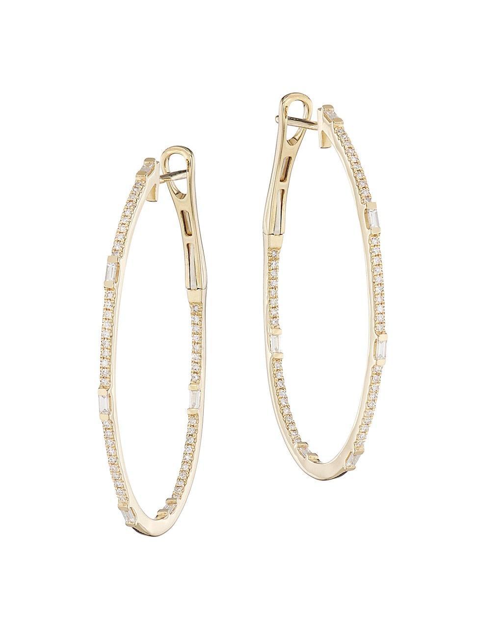 Womens 14K Yellow Gold & 0.44 TCW Diamond Oval Hoop Earrings Product Image