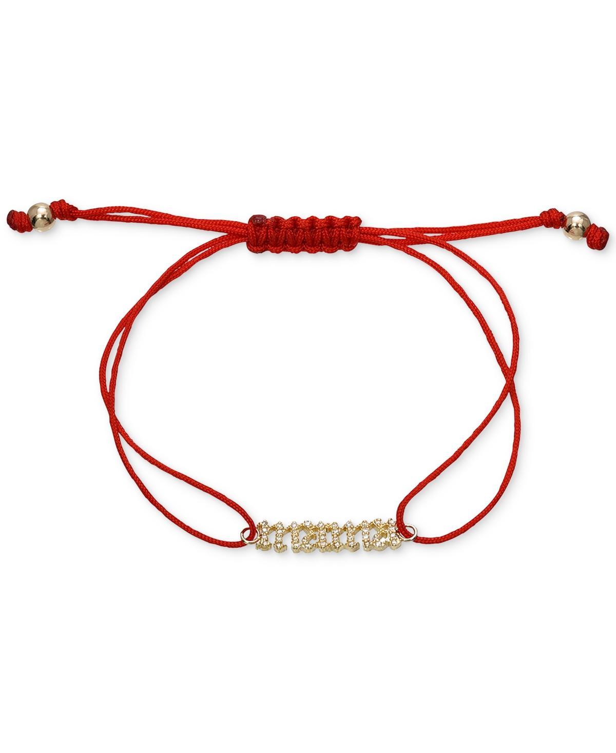 Zoe Lev 14K Gold Polished Diamond Mama Fortune Red String Bolo Bracelet Product Image