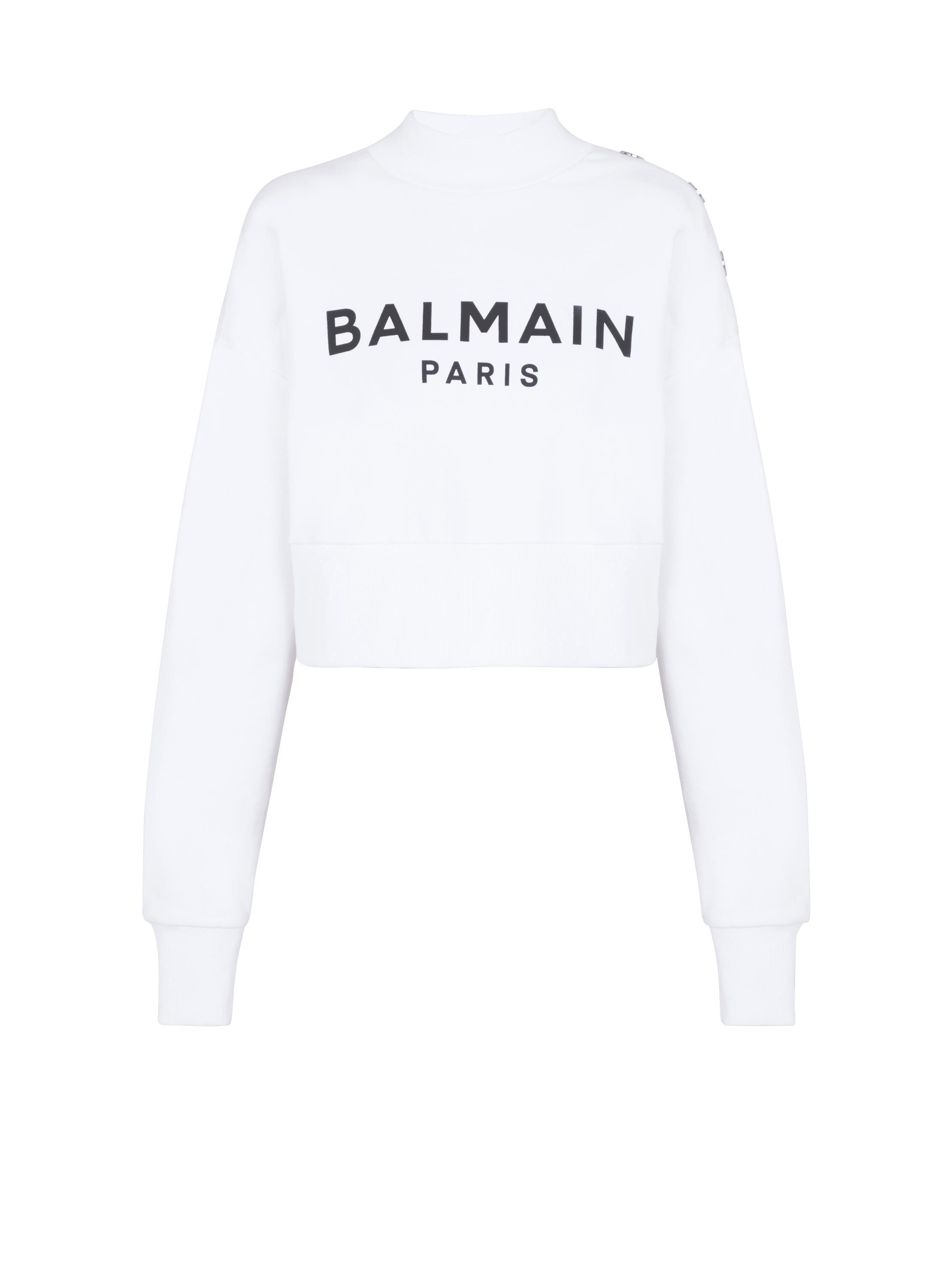 Cropped sweatshirt with Balmain Paris print Product Image