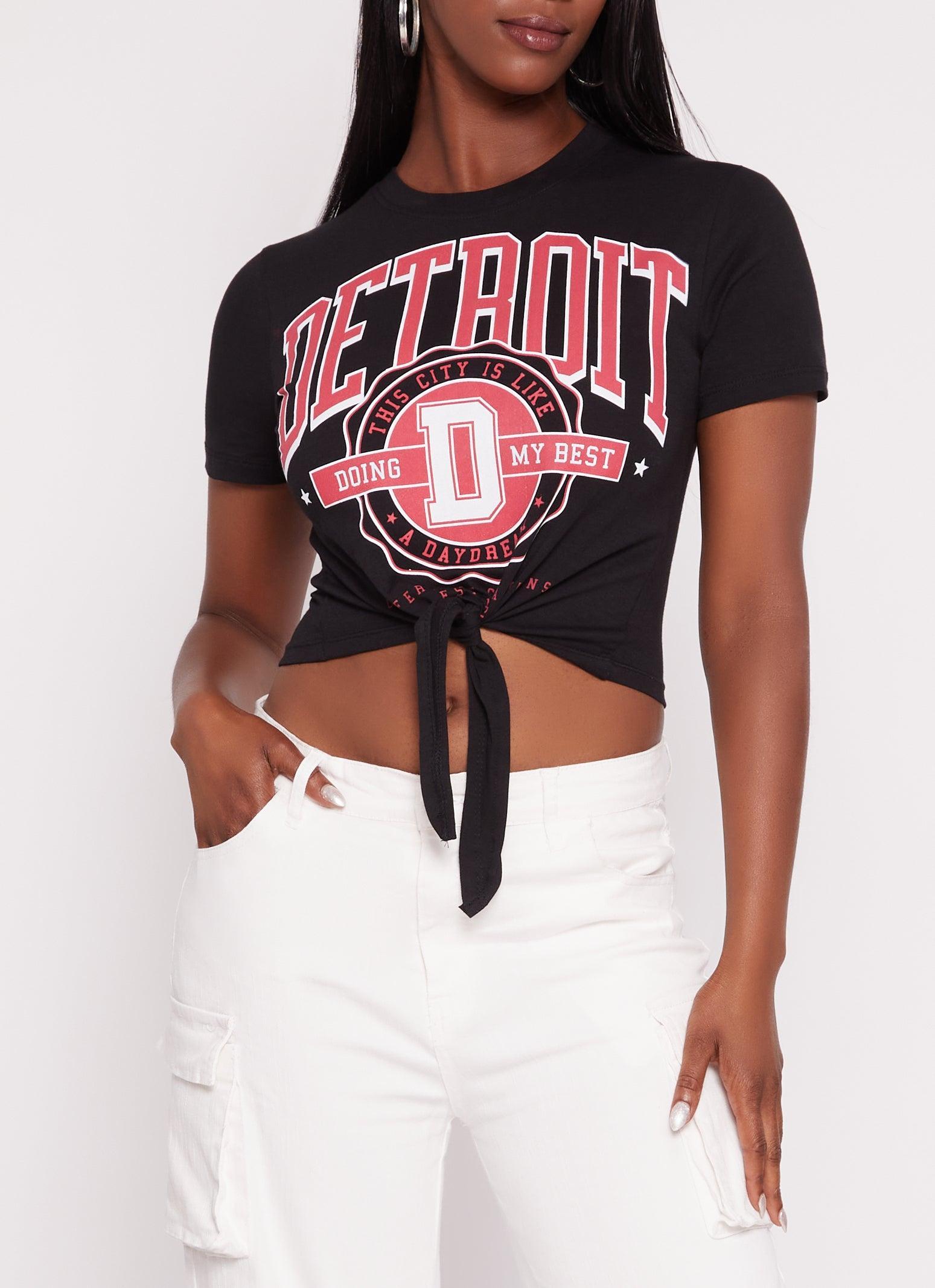 Womens Detroit Tie Front Graphic T Shirt Product Image