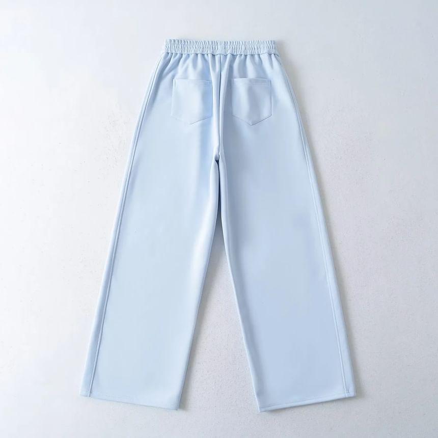 High Rise Plain Wide Leg Sweatpants Product Image