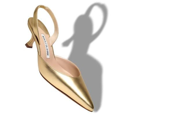 CAROLYNE 50 Gold Nappa Leather Slingback Pumps Product Image