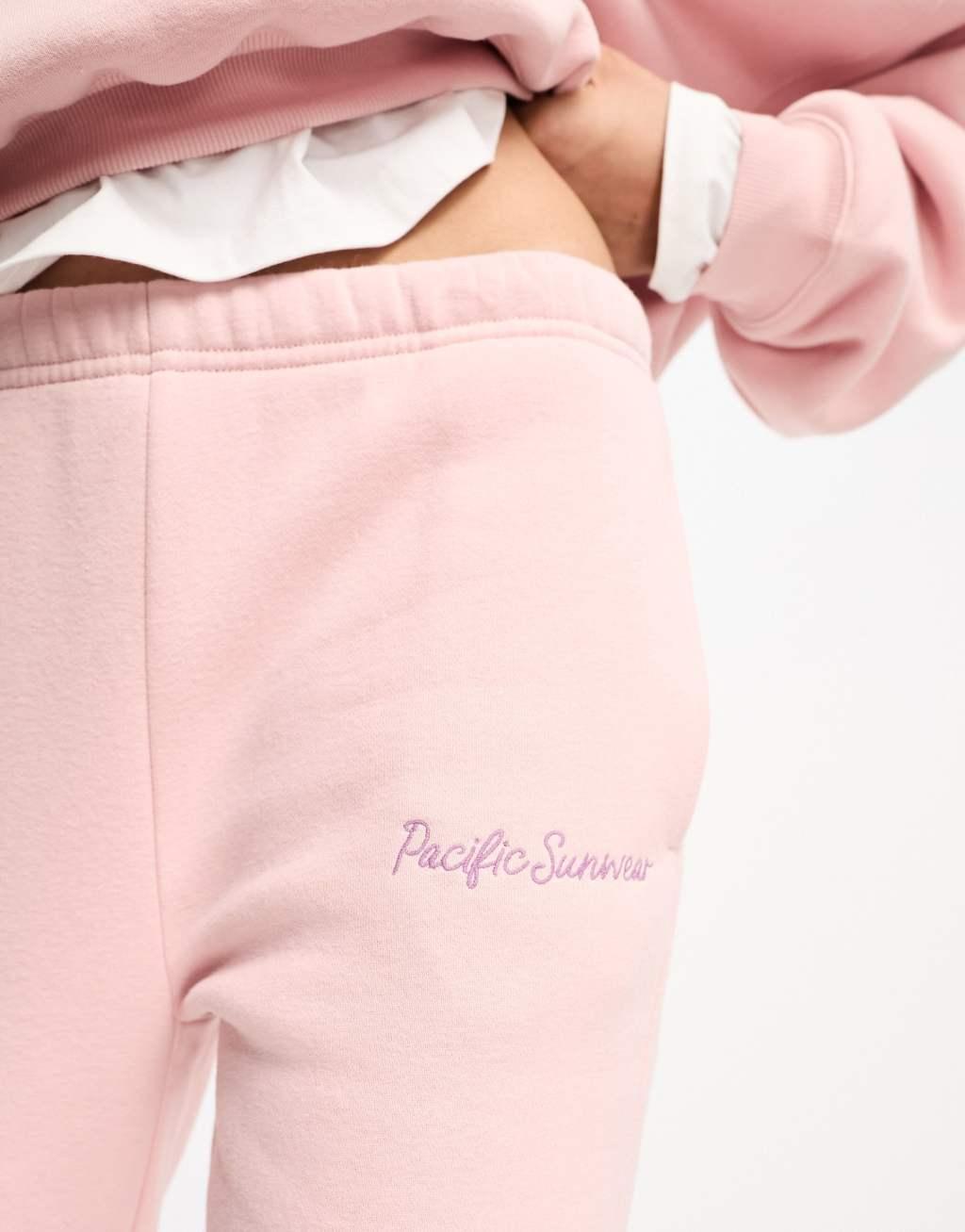 Pacsun script slogan wide leg sweatpants in silver pink - part of a set Product Image