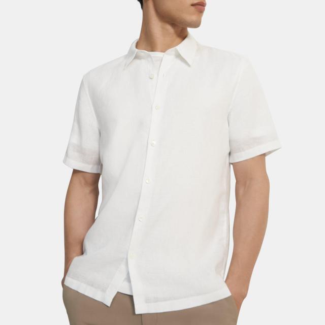 Summer Linen Irving Short-Sleeve Shirt | Theory Product Image