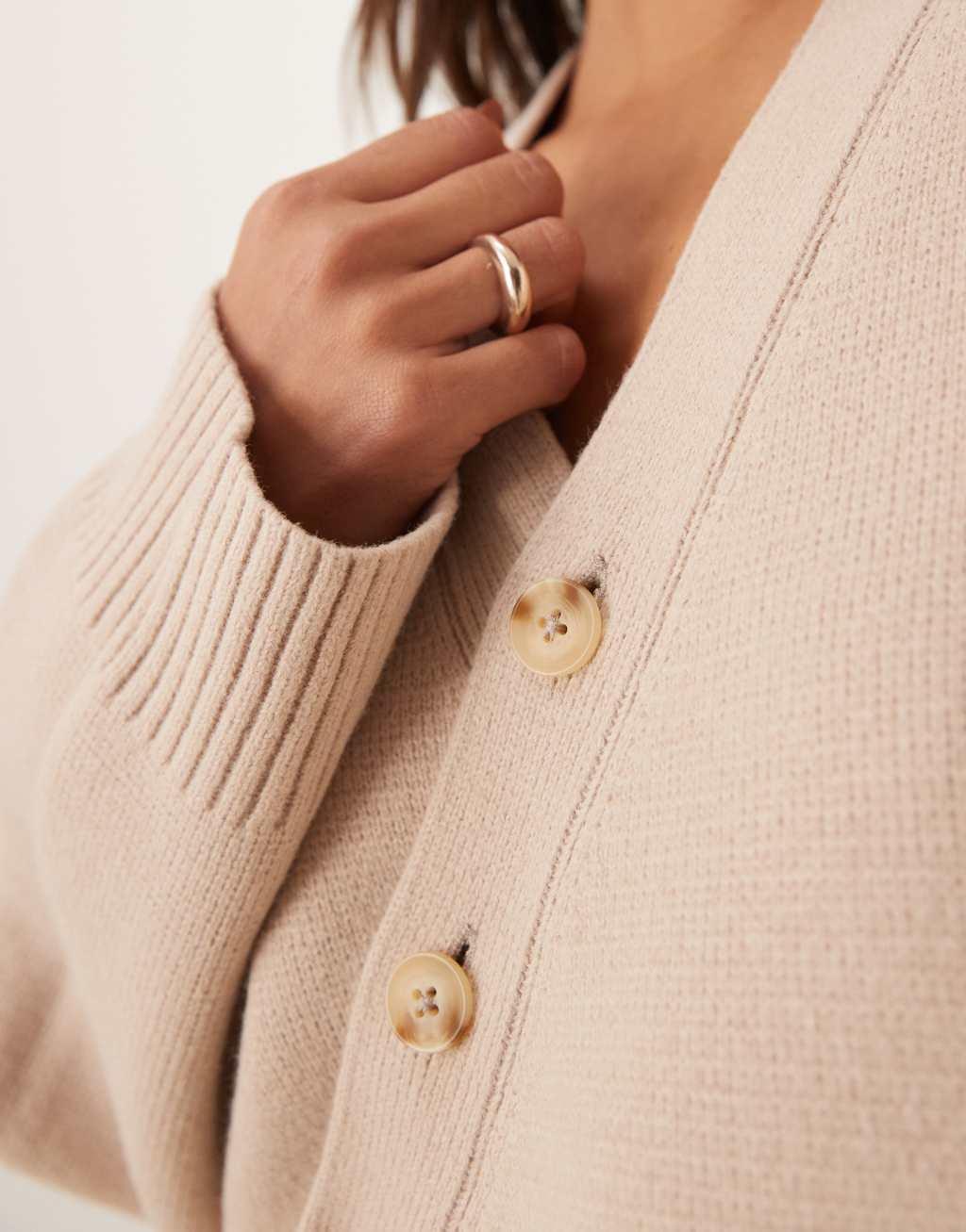 ASOS DESIGN knit asymmetric cardigan in taupe Product Image