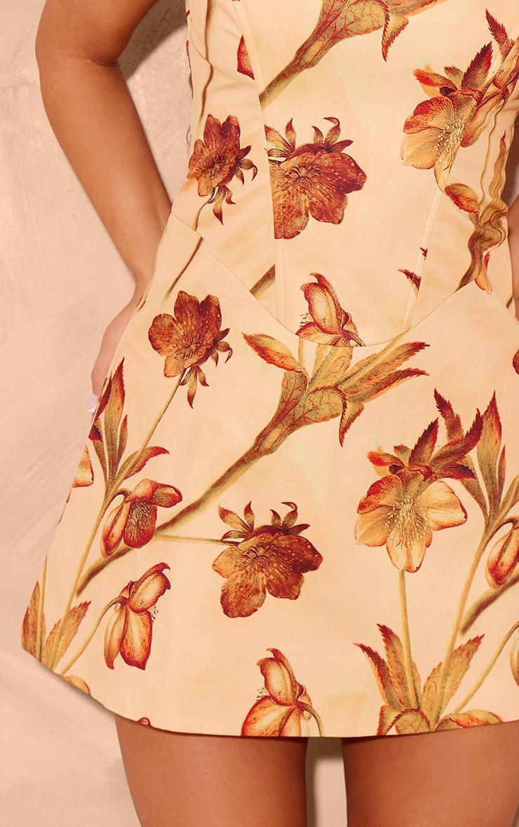 Nude Floral Corset A Line Shift Dress Product Image