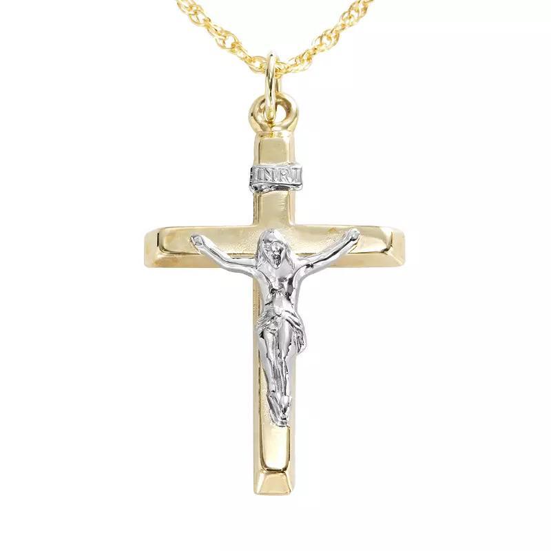 10k Gold Two Tone Crucifix Pendant, Womens Product Image