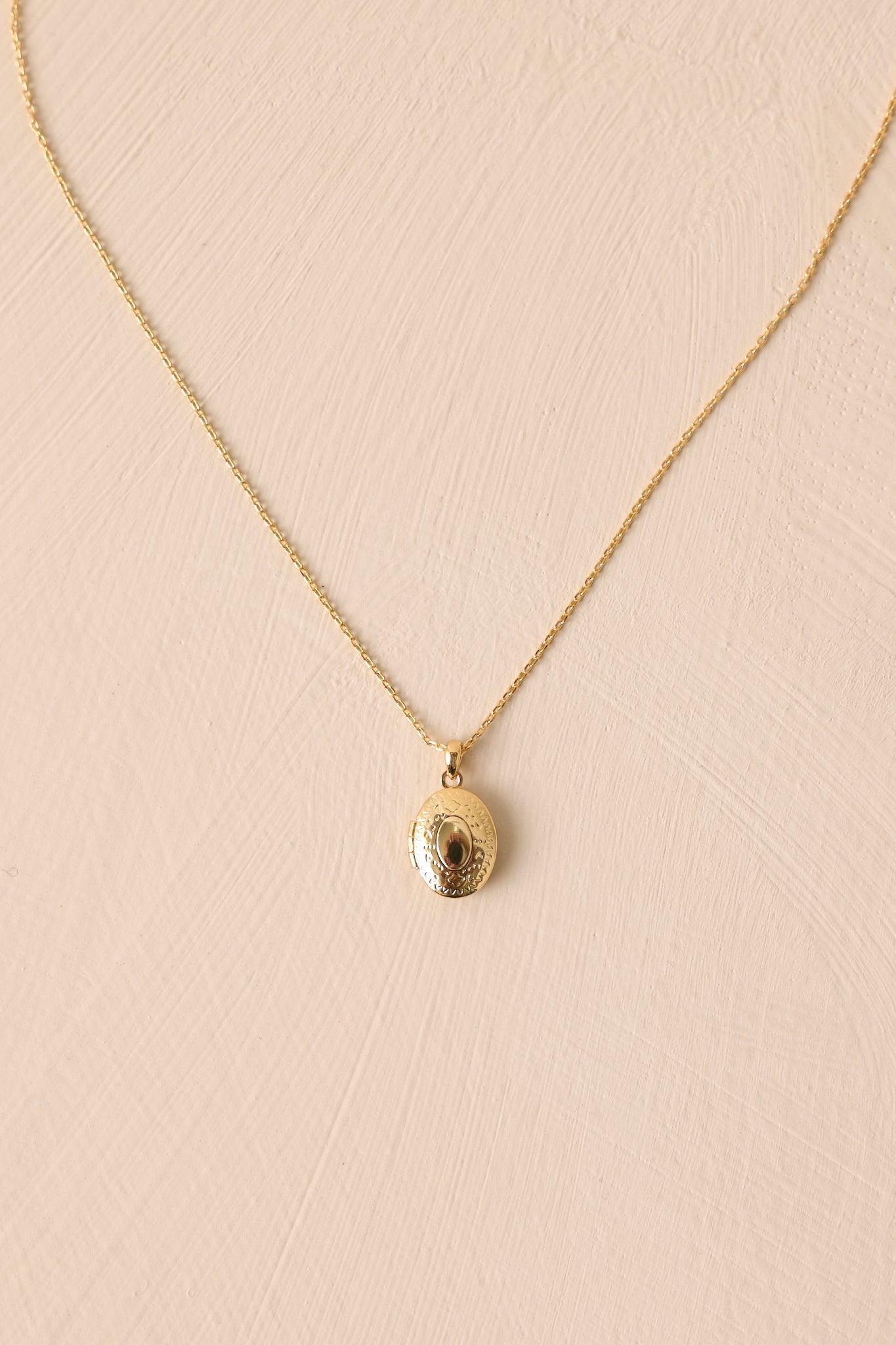 You're My Muse Gold Locket Necklace Product Image