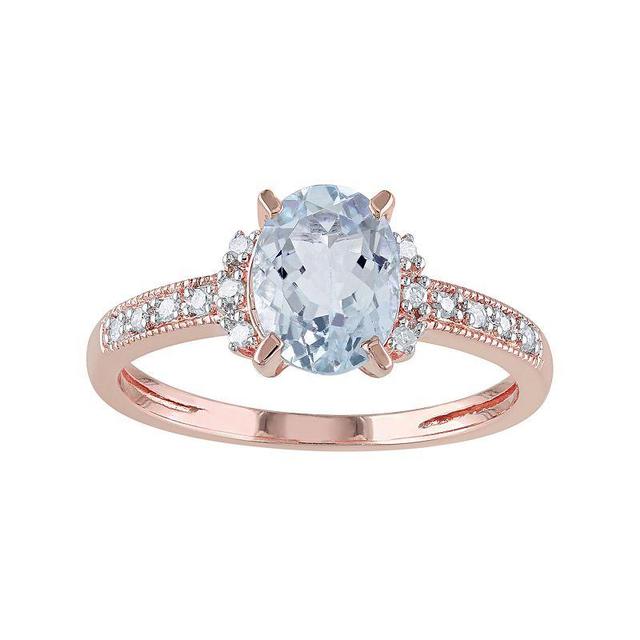 Stella Grace Sterling Silver Aquamarine & Diamond Accent Ring, Womens Blue Product Image