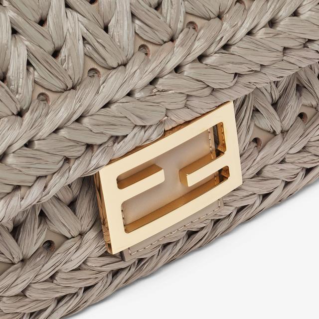 BaguetteDove gray interlaced leather and raffia bag Product Image