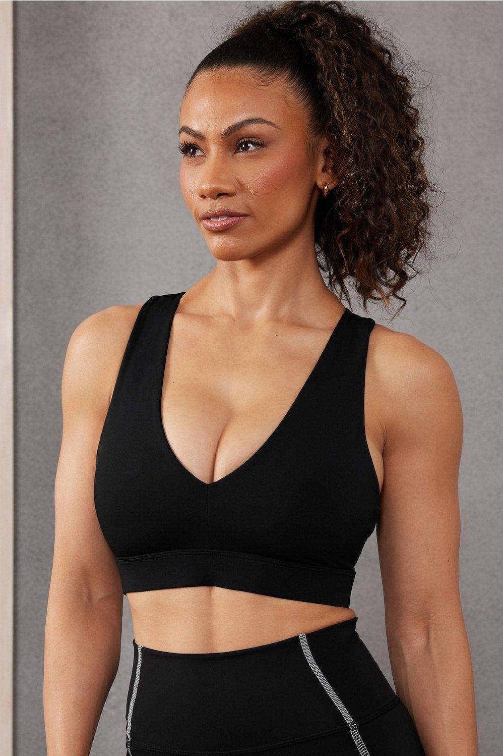 Fabletics On-The-Go Midi Medium Impact Sports Bra Womens black plus Size 4X Product Image