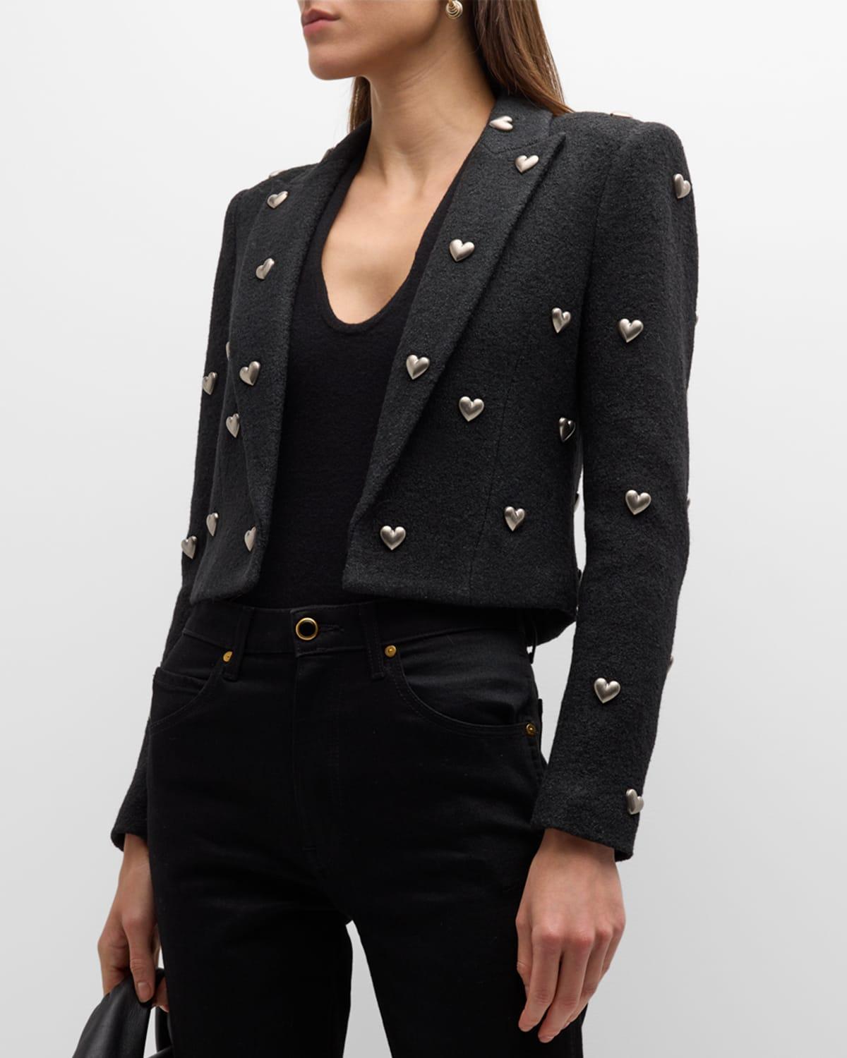 Womens Jen Heart-Studded Crop Blazer Product Image