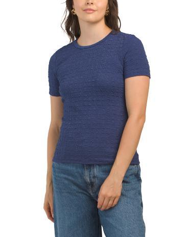 Seersucker Crew Neck Top For Women product image