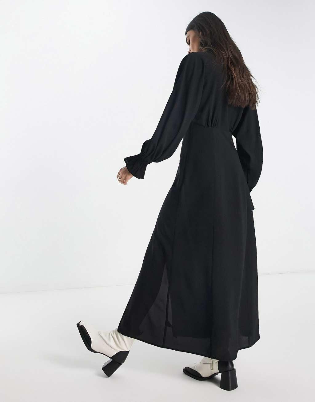 ASOS DESIGN plunge batwing maxi dress in black Product Image