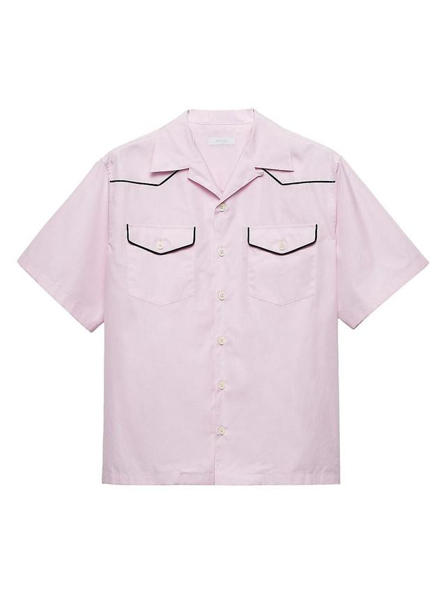 Mens Short-Sleeved Cotton Shirt Product Image