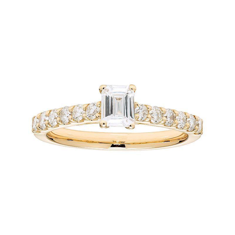 The Regal Collection 14k Gold 1 Carat T.W. IGL Certified Diamond Emerald Cut Engagement Ring, Womens White Product Image