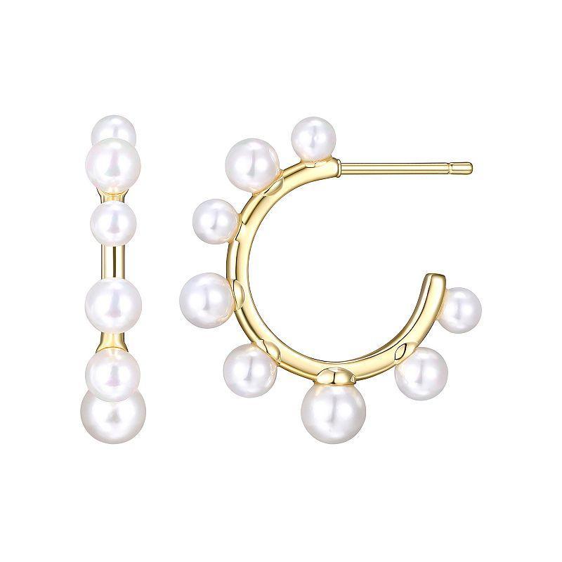 Sarafina Simulated Pearl Half Hoop Earrings, Womens, Gold Tone White Product Image