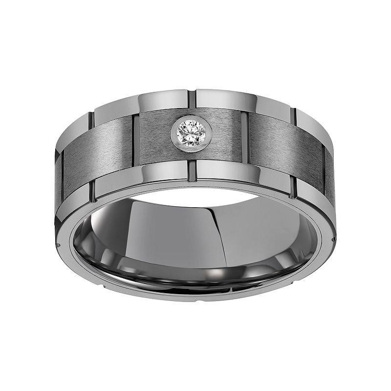 AXL Tungsten Carbide 1/10 Carat T.W. Diamond Wedding Band, Mens, Grey Product Image