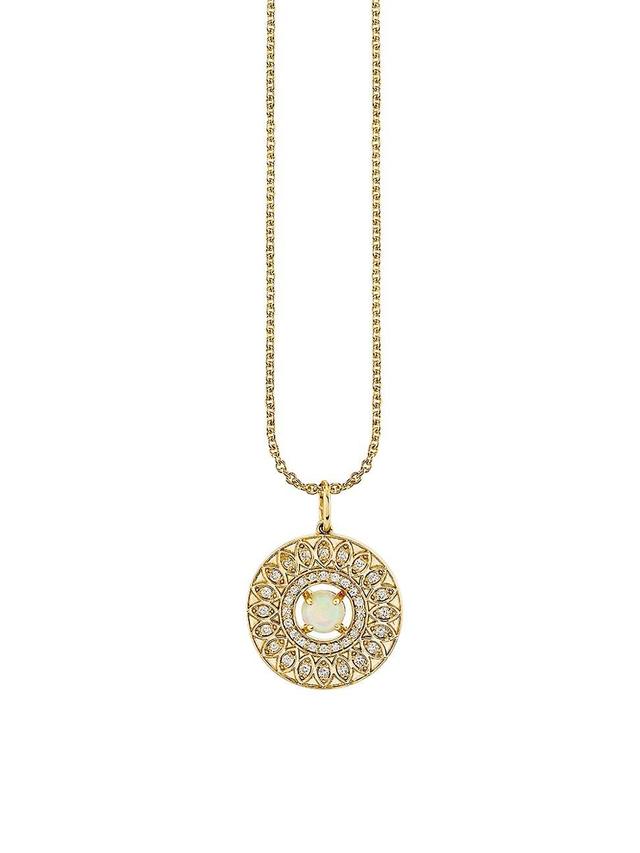 Womens Under The Sea 14K Yellow Gold, Opal & 0.16 TCW Diamond Pendant Necklace Product Image