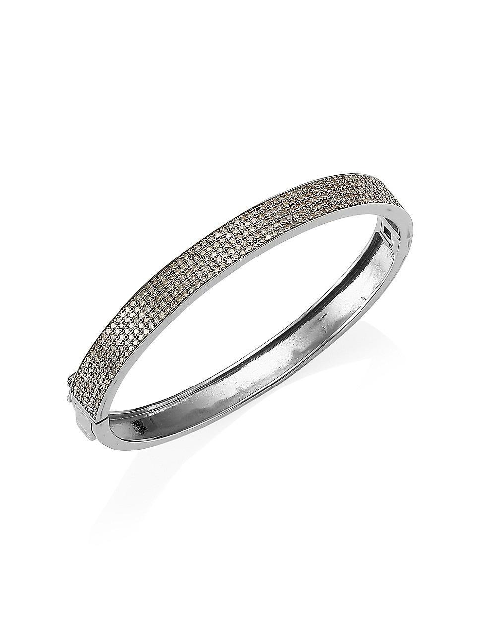 Womens Black-Rhodium-Plated & 2.8 TCW Diamond Bangle Product Image