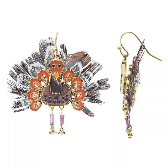 Celebrate Together Gold Tone Enamel Feather Turkey Earrings, Womens, Multi Product Image