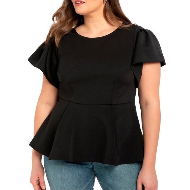 Eloquii Womens Flare Sleeve Peplum Top Product Image