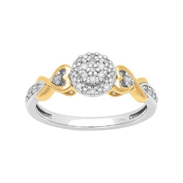 Love Always 18k Gold Over Sterling Silver 1/8 Carat T.W. Diamond Heart Promise Ring, Womens, Two Tone Product Image