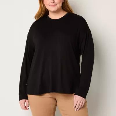 Liz Claiborne Womens Plus Crew Neck Long Sleeve T-Shirt Product Image