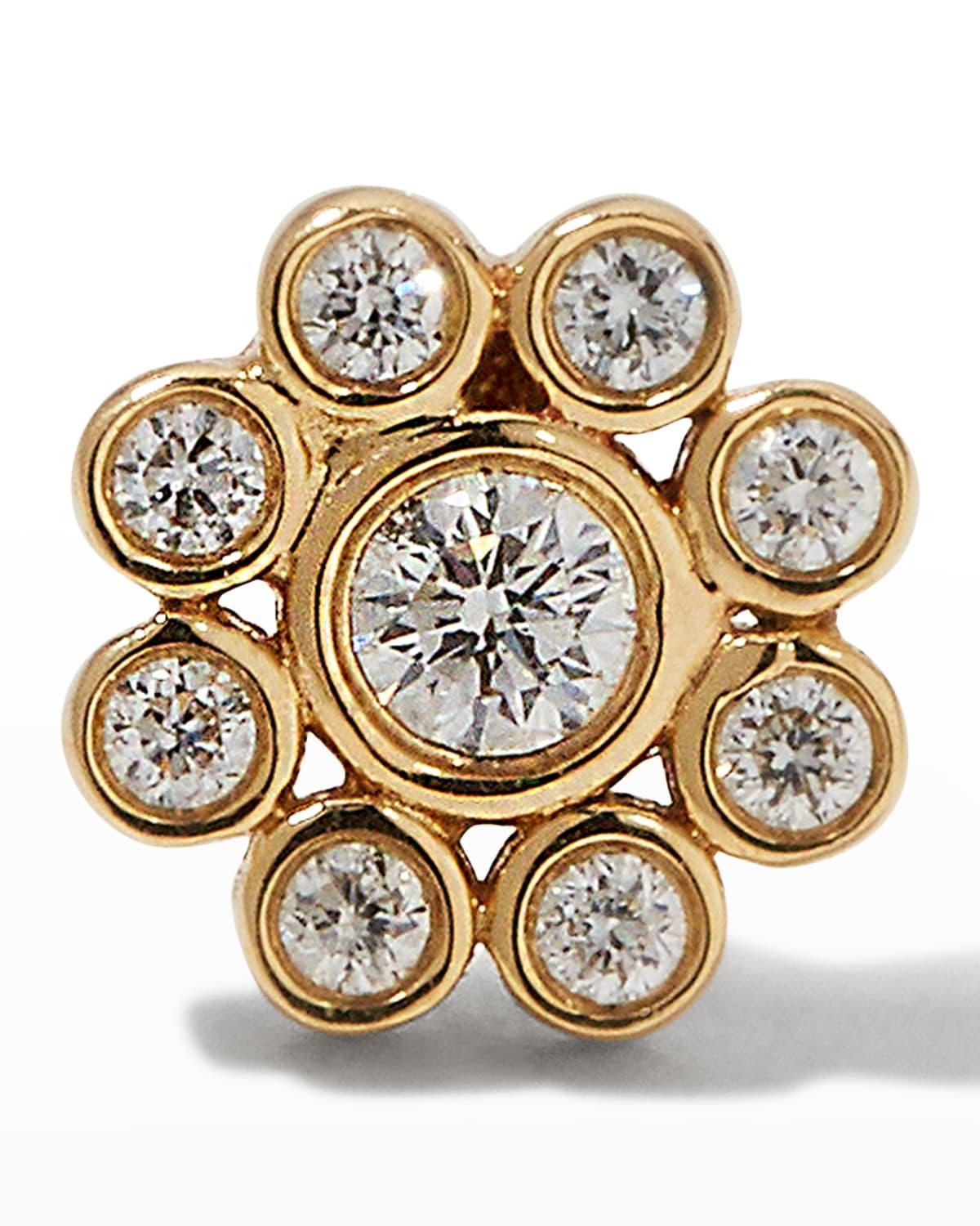 Womens 14K Yellow Gold & Diamond Flower Single Stud Earring Product Image